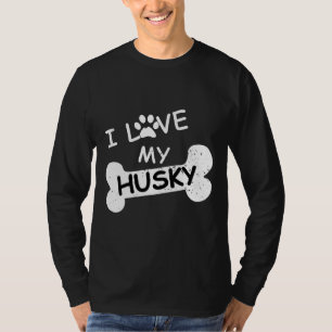 I Love My Husky For Dog  Paw Print  Husky T-Shirt