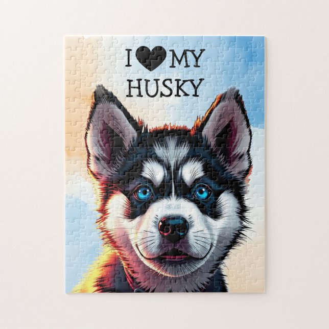 I Love My Husky Personalised Jigsaw Puzzle (Vertical)