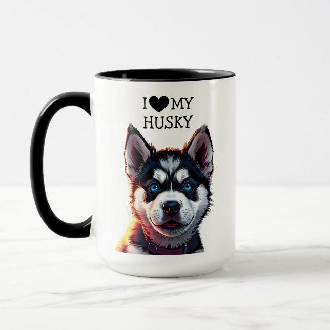 I Love My Husky Personalised Mug (Left)