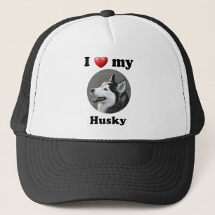 I Love My Husky Trucker Hat