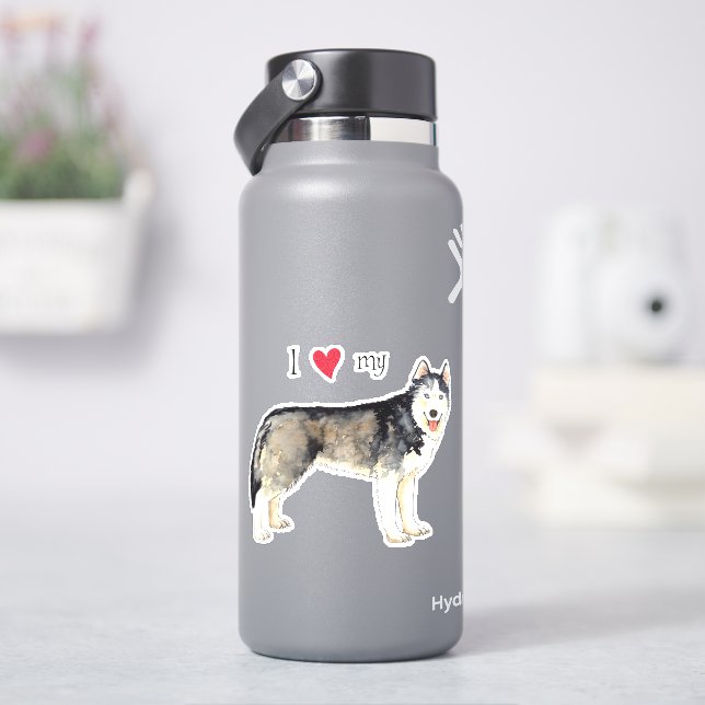 I Love my Husky Vinyl Sticker (HydroFlask)