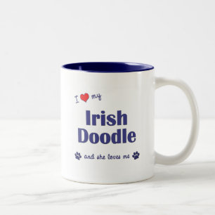 I Love My Irish Doodle (Female Dog) Two-Tone Coffee Mug