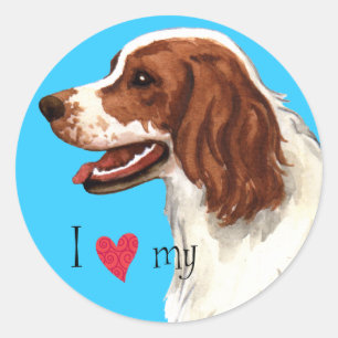 I Love my Irish Red and White Setter Classic Round Sticker
