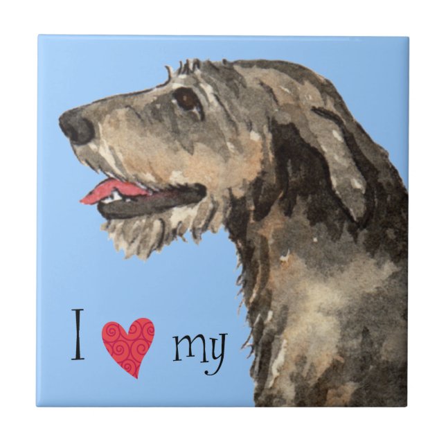 I Love my Irish Wolfhound Ceramic Tile (Front)