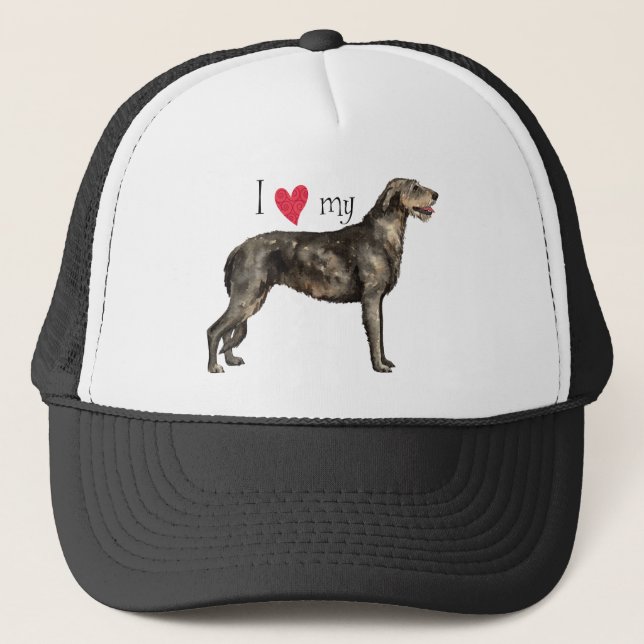 I Love my Irish Wolfhound Trucker Hat (Front)