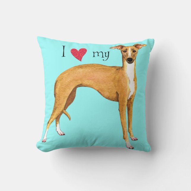 I Love my Italian Greyhound Cushion (Front)