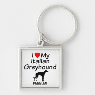 I Love My Italian Greyhound Dog Keychain