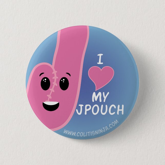 I Love My J-Pouch 6 Cm Round Badge (Front)