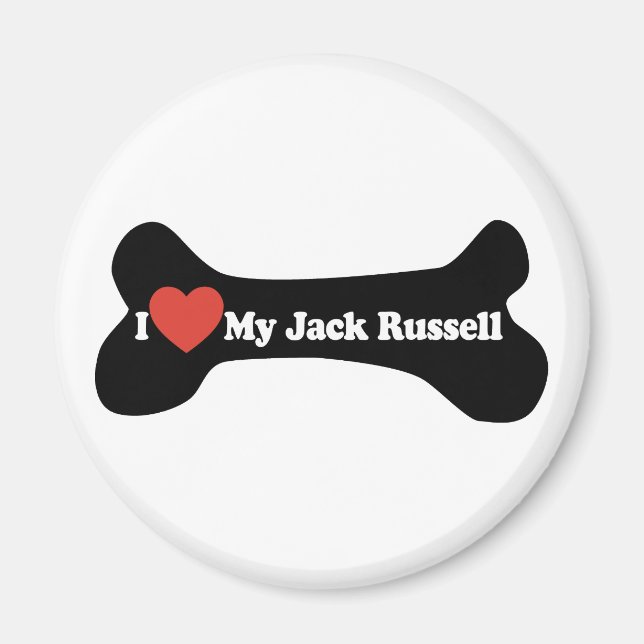 I Love My Jack Russell  - Dog Bone Magnet (Front)