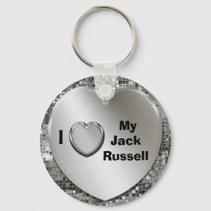 I Love My Jack Russell Heart Keychain