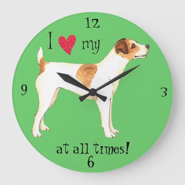 I Love my Jack Russell Terrier Large Clock (Front)