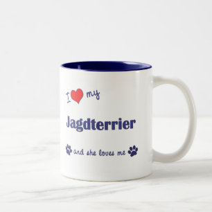 I Love My Jagdterrier (Female Dog) Two-Tone Coffee Mug