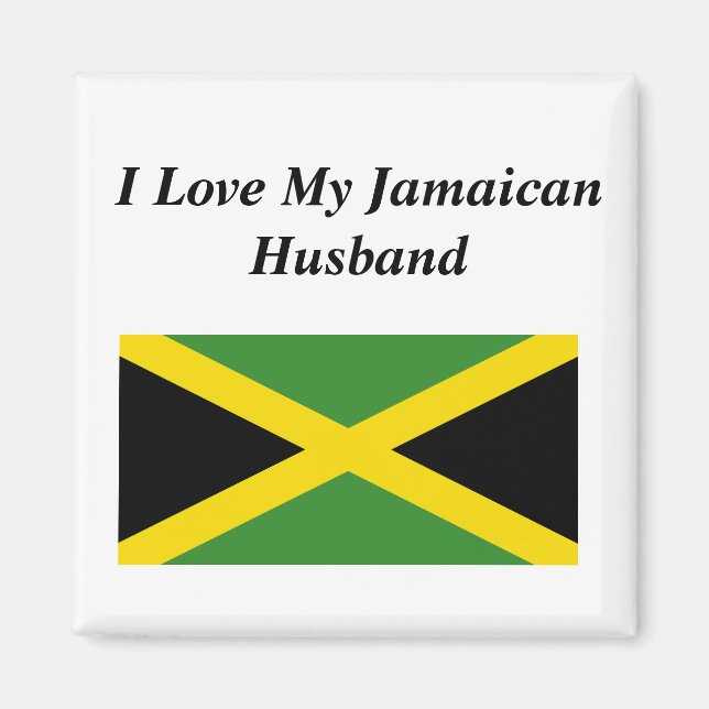 I Love my Jamaican Husband 2 Inch Square Magnet (Front)