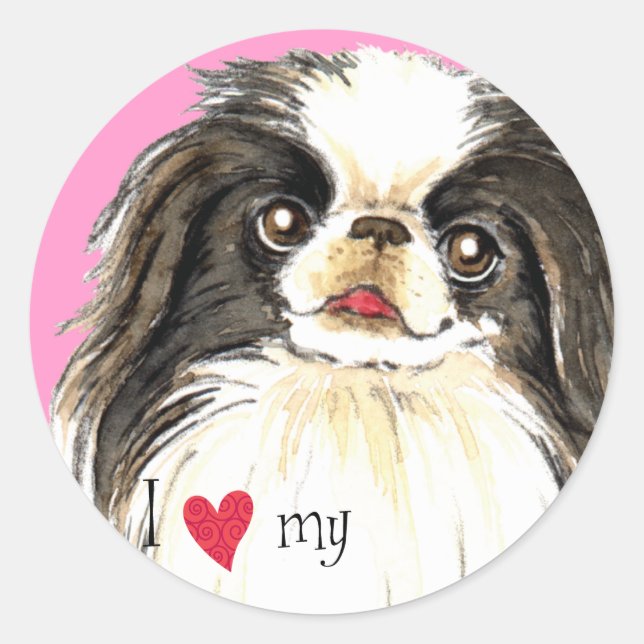 I Love my Japanese Chin Classic Round Sticker (Front)