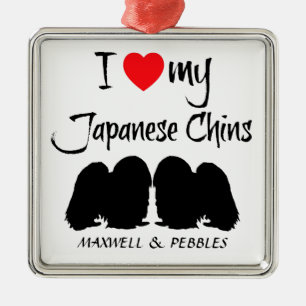 I Love My Japanese Chin Dogs Metal Ornament