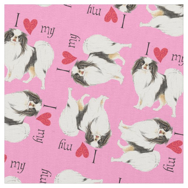 I Love my Japanese Chin Fabric (Close Up)