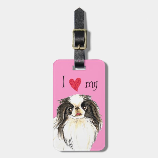I Love my Japanese Chin Luggage Tag (Front Vertical)