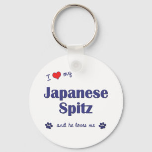 I Love My Japanese Spitz (Male Dog) Key Ring