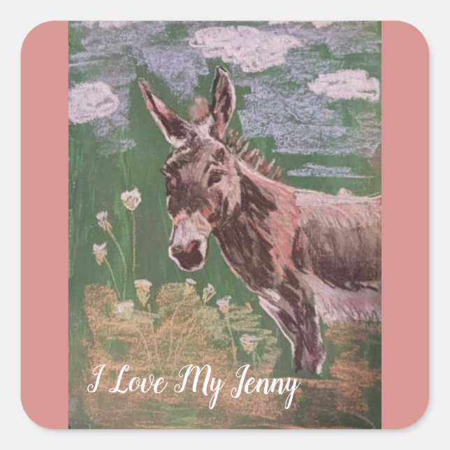 I love my Jenny ( female donkey) Square Sticker (Front)