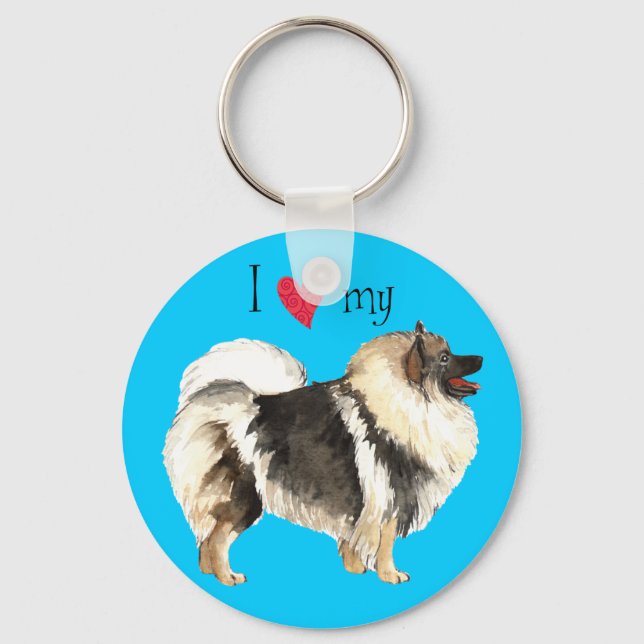 I Love my Keeshond Key Ring (Front)