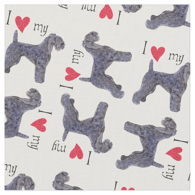 I Love my Kerry Blue Terrier Fabric (Close Up)