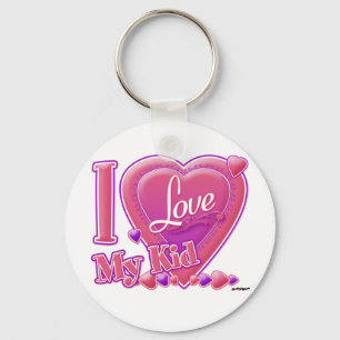 I Love My Kid pink/purple - heart Key Ring