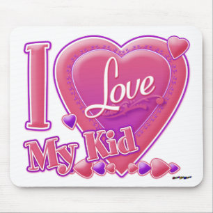 I Love My Kid pink/purple - heart Mouse Pad