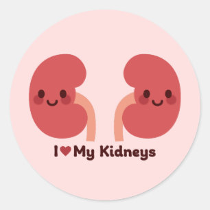 I Love My Kidneys – Cute Smiling Kidneys Classic Round Sticker