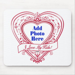 I Love My Kids! Photo Red Hearts Mouse Pad