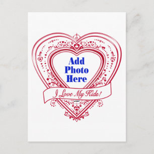 I Love My Kids! Photo Red Hearts Postcard