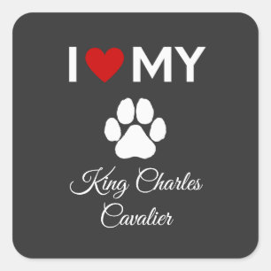 I love my King Charles Cavalier dog custom text Square Sticker