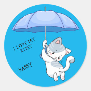 "I LOVE MY KITTY" sticker with pets name.
