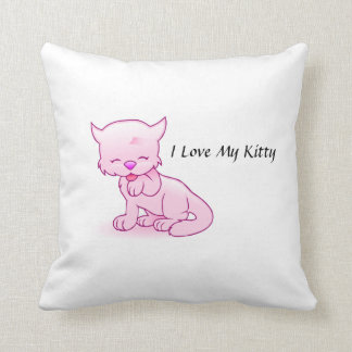 I Love My Kitty Throw Pillow