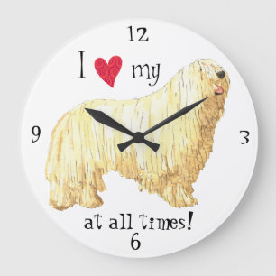 I Love my Komondor Large Clock