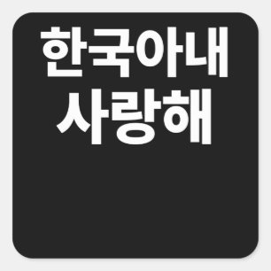 I Love my Korean Wife written in Korean Hangul Square Sticker