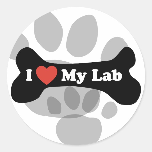 I Love My Lab - Dog Bone Classic Round Sticker (Front)