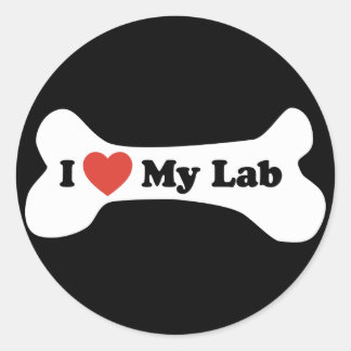 I Love My Lab - Dog Bone Classic Round Sticker