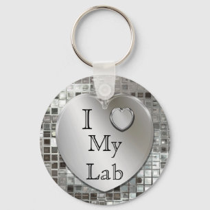 I Love My Lab Heart Keychain