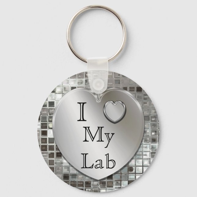 I Love My Lab Heart Keychain (Front)