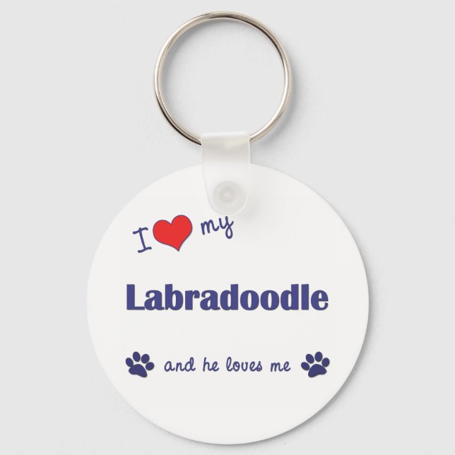 I Love My Labradoodle (Male Dog) Key Ring (Front)