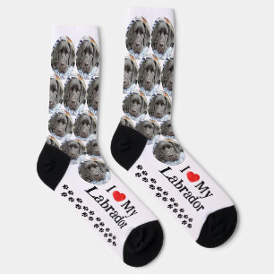 I Love My Labrador Black Lab Custom Dog Pet Photo Socks