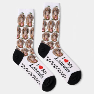 I Love My Labrador Chocolate Lab Dog Pet Photo Socks