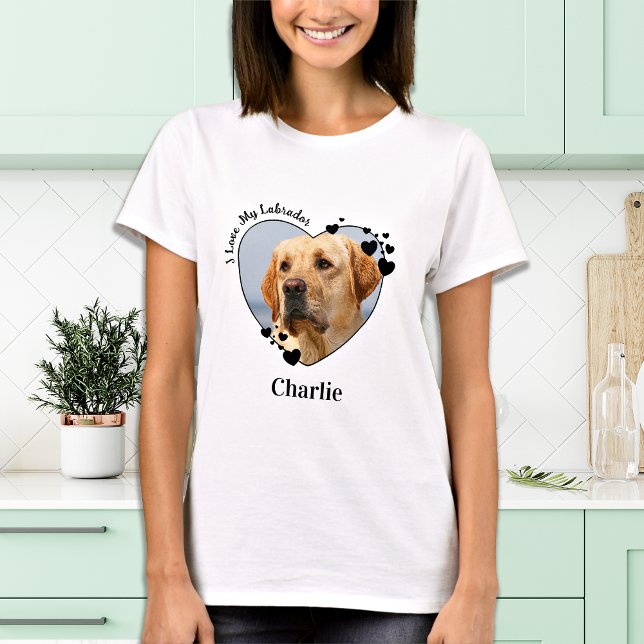 I Love My Labrador Dog Personalise Heart Pet Photo T-Shirt (Creator Uploaded)