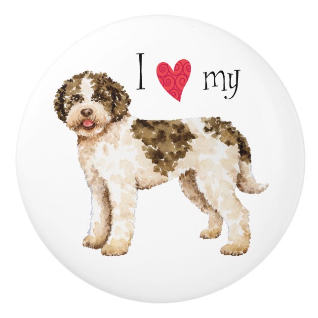 I Love my Lagotto Ceramic Knob (Front)