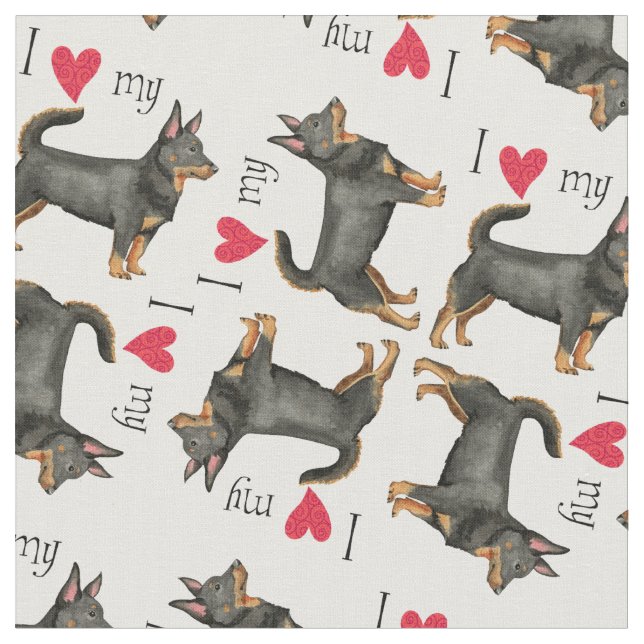 I Love my Lancashire Heeler Fabric (Close Up)