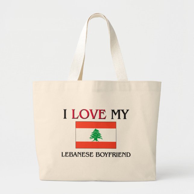 I Love My Lebanese Boyfriend Large Tote Bag (Front)