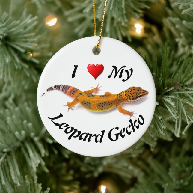 I Love My Leopard Gecko Lizard Ceramic Ornament (Tree)