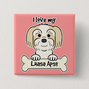 I Love My Lhasa Apso 15 Cm Square Badge