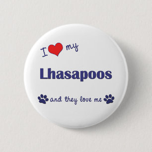 I Love My Lhasapoos (Multiple Dogs) 6 Cm Round Badge