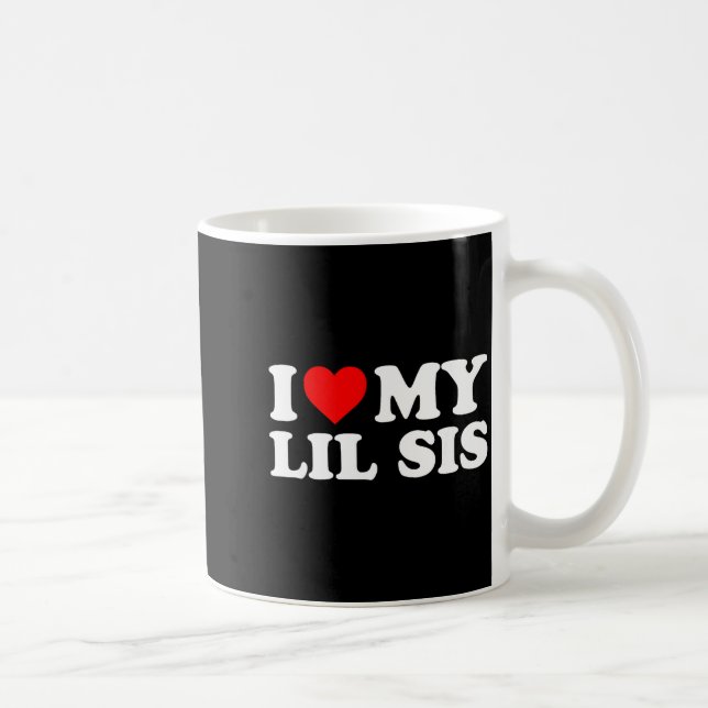 I Love My Lil Sis - Red Heart  Coffee Mug (Right)